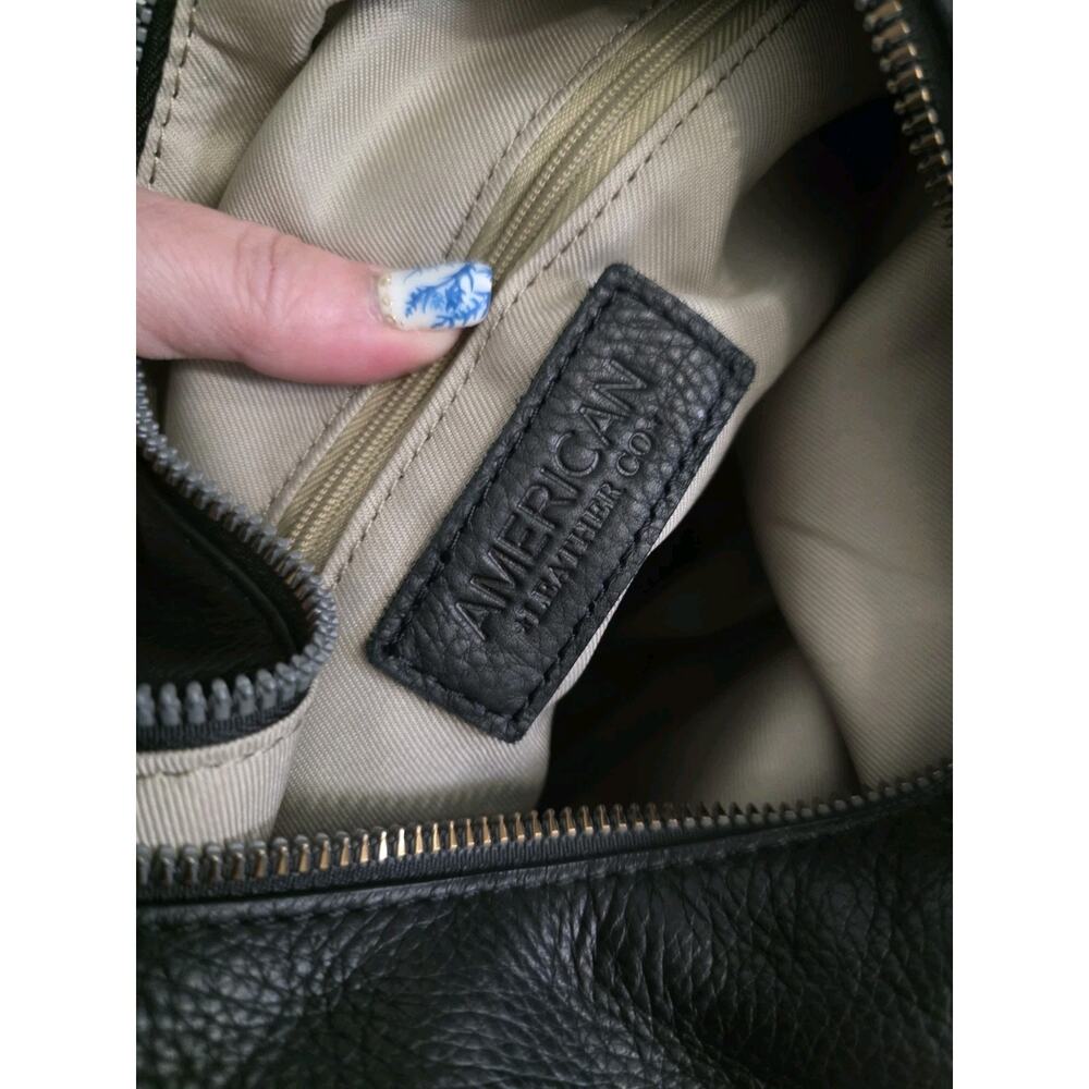 AMERICAN LEATHER CO Women Black Leather Hobo Shoulder Bag Slouchy Boho Casual - Picture 9 of 16